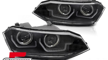 Prednja svjetla LED DRL SEQ žmigavci (crna) / VW Polo 2G (2017-2021), LPVWY2