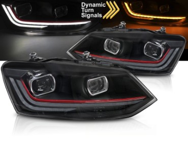 Prednja svjetla LED DRL SEQ žmigavci (crvena) / VW Polo Mk5 6R 6C (2009-2017), LPVX17