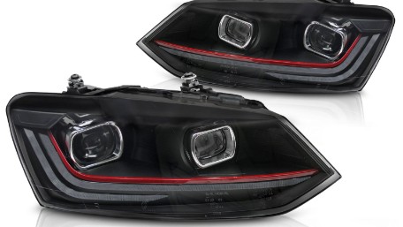 Prednja svjetla LED DRL SEQ žmigavci (crvena) / VW Polo Mk5 6R 6C (2009-2017), LPVX17