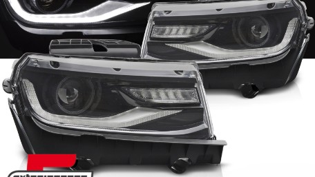 Prednja svjetla LED DRL SEQ žmigavci Facelift 2016 look (crna) / Chevrolet Camaro Mk5 Facelift (2013-2015), LPCT15