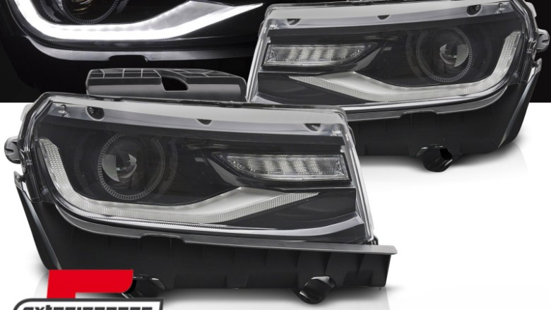 Prednja svjetla LED DRL SEQ žmigavci Facelift 2016 look (crna) / Chevrolet Camaro Mk5 Facelift (2013-2015), LPCT15