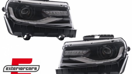 Prednja svjetla LED DRL SEQ žmigavci Facelift 2016 look (crna) / Chevrolet Camaro Mk5 Facelift (2013-2015), LPCT15
