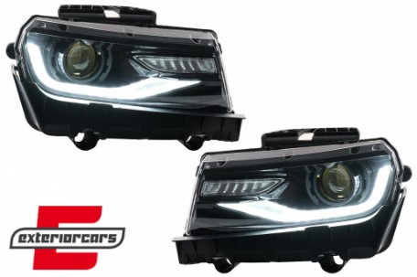 Prednja svjetla LED DRL SEQ žmigavci Facelift 2016 look (crna) / Chevrolet Camaro Mk5 Facelift (2013-2015), LPCT15