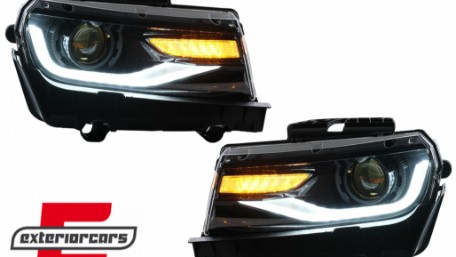 Prednja svjetla LED DRL SEQ žmigavci Facelift 2016 look (crna) / Chevrolet Camaro Mk5 Facelift (2013-2015), LPCT15