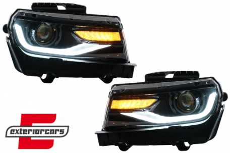 Prednja svjetla LED DRL SEQ žmigavci Facelift 2016 look (crna) / Chevrolet Camaro Mk5 Facelift (2013-2015), LPCT15