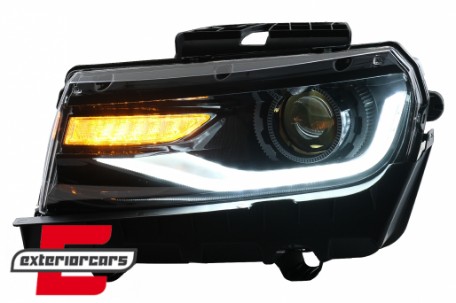 Prednja svjetla LED DRL SEQ žmigavci Facelift 2016 look (crna) / Chevrolet Camaro Mk5 Facelift (2013-2015), LPCT15