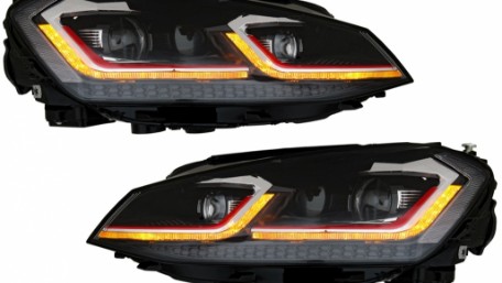 Prednja svjetla LED DRL SEQ žmigavci Facelift G7.5 GTI look / VW Golf 7 VII (2012-2017), LPVX06
