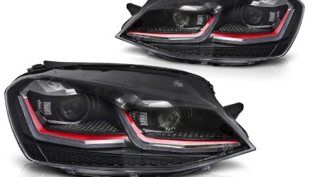 Prednja svjetla LED DRL SEQ žmigavci Facelift G7.5 GTI look / VW Golf 7 VII (2012-2017), LPVX27