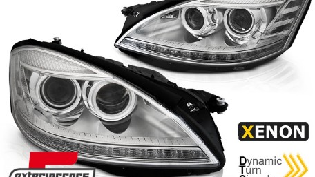Prednja svjetla LED DRL SEQ žmigavci Facelift look (chrome) / Mercedes S-klasa W221 (2005-2009), LPMEC5