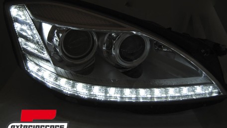 Prednja svjetla LED DRL SEQ žmigavci Facelift look (chrome) / Mercedes S-klasa W221 (2005-2009), LPMEC5