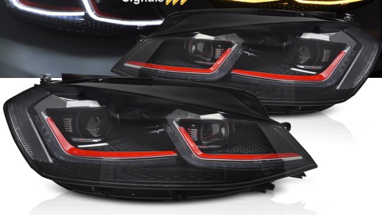 Prednja svjetla LED DRL SEQ žmigavci GTI look / VW Golf 7.5 Facelift (2017-2019), LPVX10