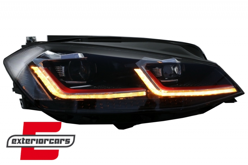 Prednja svjetla LED DRL SEQ žmigavci GTI look / VW Golf 7.5 Facelift (2017-2019), LPVX10