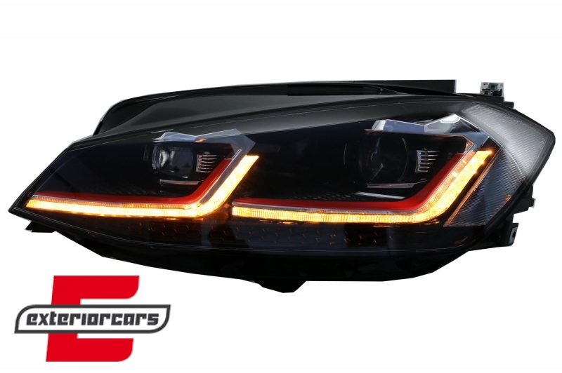 Prednja svjetla LED DRL SEQ žmigavci GTI look / VW Golf 7.5 Facelift (2017-2019), LPVX10