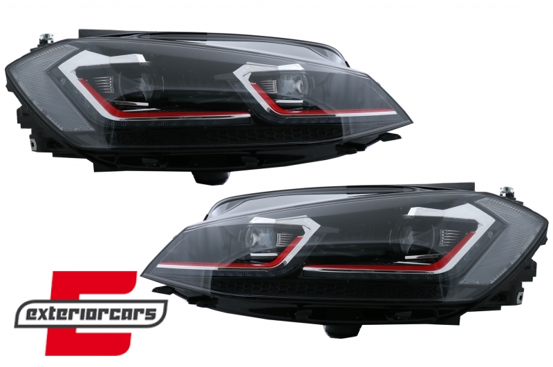 Prednja svjetla LED DRL SEQ žmigavci GTI look / VW Golf 7.5 Facelift (2017-2019), LPVX10