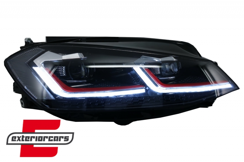 Prednja svjetla LED DRL SEQ žmigavci GTI look / VW Golf 7.5 Facelift (2017-2019), LPVX10