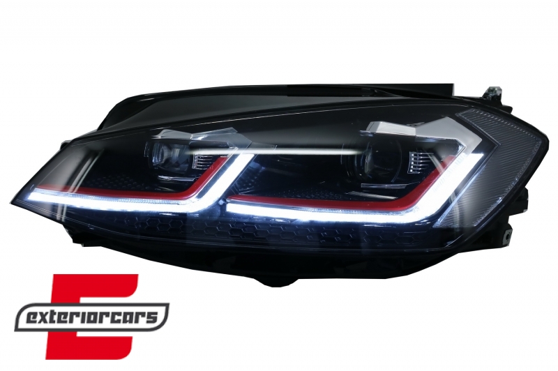 Prednja svjetla LED DRL SEQ žmigavci GTI look / VW Golf 7.5 Facelift (2017-2019), LPVX10