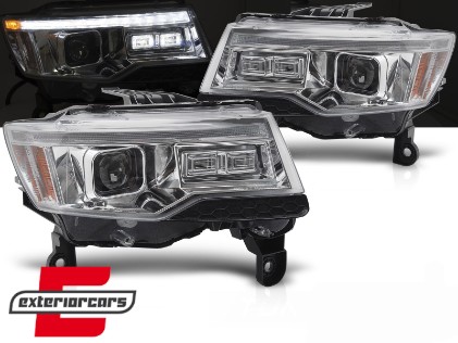 Prednja svjetla LED DRL SEQ žmigavci TubeLight dizajn XENON (chrome) / Jeep Grand Cherokee WK2 Facelift (2014-2021), LPCH37
