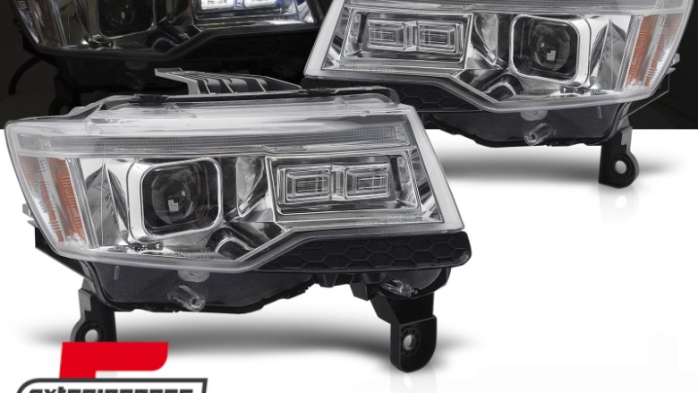 Prednja svjetla LED DRL SEQ žmigavci TubeLight dizajn XENON (chrome) / Jeep Grand Cherokee WK2 Facelift (2014-2021), LPCH37