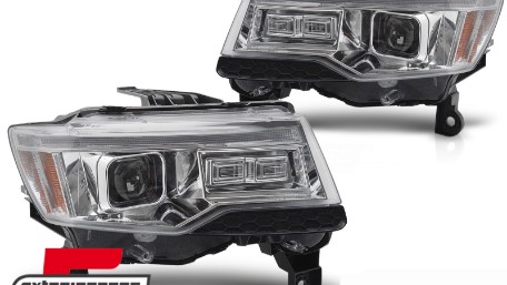 Prednja svjetla LED DRL SEQ žmigavci TubeLight dizajn XENON (chrome) / Jeep Grand Cherokee WK2 Facelift (2014-2021), LPCH37