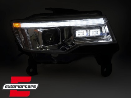 Prednja svjetla LED DRL SEQ žmigavci TubeLight dizajn XENON (chrome) / Jeep Grand Cherokee WK2 Facelift (2014-2021), LPCH37
