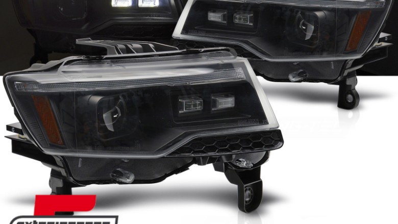 Prednja svjetla LED DRL SEQ žmigavci TubeLight dizajn XENON (crna) / Jeep Grand Cherokee WK2 Facelift (2014-2021), LPCH38
