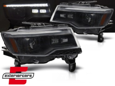Prednja svjetla LED DRL SEQ žmigavci TubeLight dizajn XENON (crna) / Jeep Grand Cherokee WK2 Facelift (2014-2021), LPCH38