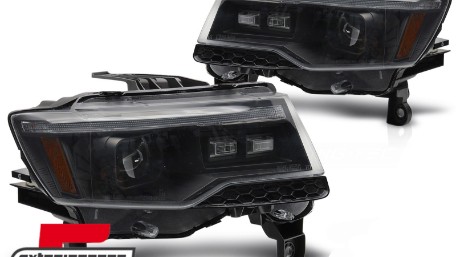 Prednja svjetla LED DRL SEQ žmigavci TubeLight dizajn XENON (crna) / Jeep Grand Cherokee WK2 Facelift (2014-2021), LPCH38