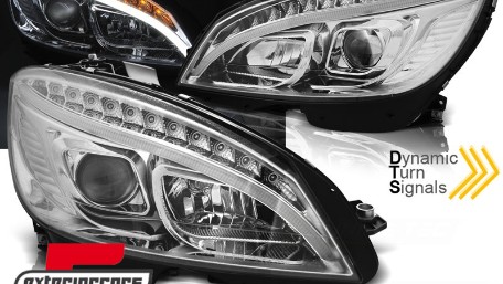 Prednja svjetla LED DRL SEQ žmigavci W205 look (chrome) / Mercedes C klasa W204 S204 limuzina karavan (2007-2010), LPMEC3