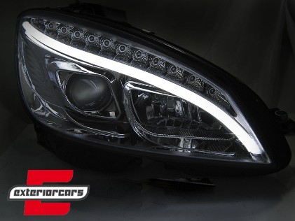 Prednja svjetla LED DRL SEQ žmigavci W205 look (chrome) / Mercedes C klasa W204 S204 limuzina karavan (2007-2010), LPMEC3