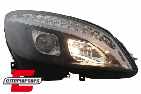 Prednja svjetla LED DRL SEQ žmigavci W205 look (crna) / Mercedes C klasa W204 S204 limuzina karavan (2007-2010), LPMEC4