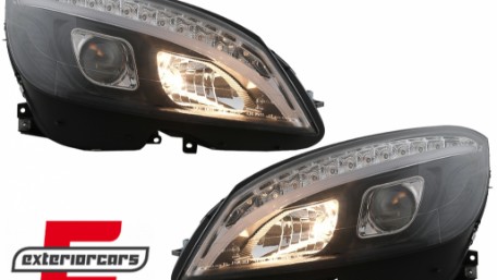 Prednja svjetla LED DRL SEQ žmigavci W205 look (crna) / Mercedes C klasa W204 S204 limuzina karavan (2007-2010), LPMEC4
