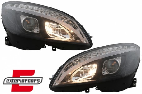 Prednja svjetla LED DRL SEQ žmigavci W205 look (crna) / Mercedes C klasa W204 S204 limuzina karavan (2007-2010), LPMEC4