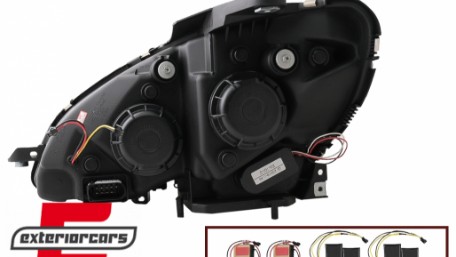 Prednja svjetla LED DRL SEQ žmigavci W205 look (crna) / Mercedes C klasa W204 S204 limuzina karavan (2007-2010), LPMEC4
