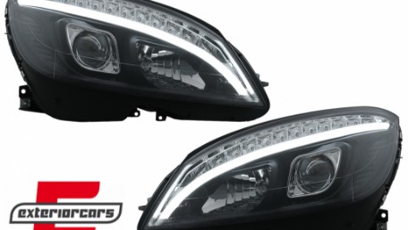 Prednja svjetla LED DRL SEQ žmigavci W205 look (crna) / Mercedes C klasa W204 S204 limuzina karavan (2007-2010), LPMEC4