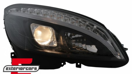 Prednja svjetla LED DRL SEQ žmigavci W205 look (crna) / Mercedes C klasa W204 S204 limuzina karavan (2007-2010), LPMEC4