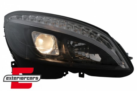 Prednja svjetla LED DRL SEQ žmigavci W205 look (crna) / Mercedes C klasa W204 S204 limuzina karavan (2007-2010), LPMEC4