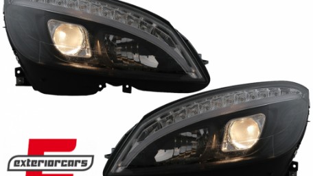 Prednja svjetla LED DRL SEQ žmigavci W205 look (crna) / Mercedes C klasa W204 S204 limuzina karavan (2007-2010), LPMEC4