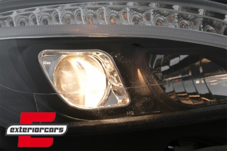 Prednja svjetla LED DRL SEQ žmigavci W205 look (crna) / Mercedes C klasa W204 S204 limuzina karavan (2007-2010), LPMEC4