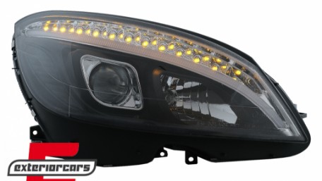 Prednja svjetla LED DRL SEQ žmigavci W205 look (crna) / Mercedes C klasa W204 S204 limuzina karavan (2007-2010), LPMEC4