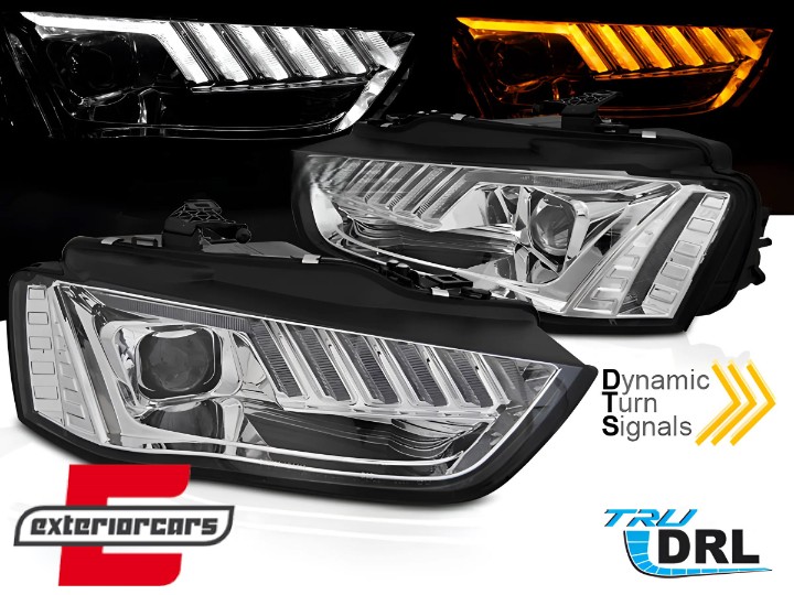 Prednja svjetla LED DRL SEQ žmigavci Xenon (chrome) / AUDI A4 B8.5 Facelift (2012-2015), LPAUF7
