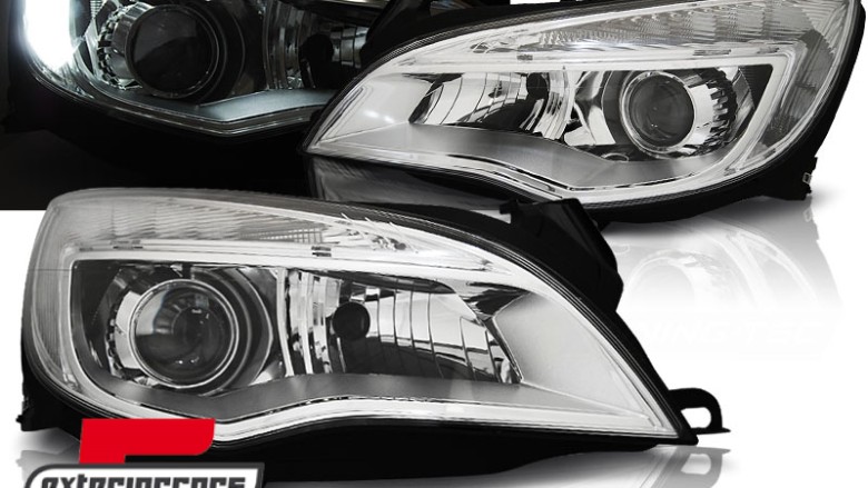 Prednja svjetla LED DRL TubeLight dizajn (chrome) / Opel Astra J (2010-2012), LPOP98