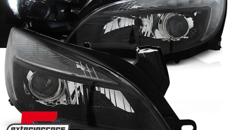 Prednja svjetla LED DRL TubeLight dizajn (crna) / Opel Astra J (2010-2012), LPOP99