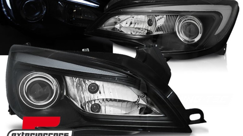 Prednja svjetla LED DRL TubeLight dizajn (crna) / Opel Astra J (2010-2015), LPOPA1