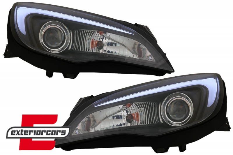 Prednja svjetla LED DRL TubeLight dizajn (crna) / Opel Astra J (2010-2015), LPOPA1