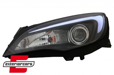 Prednja svjetla LED DRL TubeLight dizajn (crna) / Opel Astra J (2010-2015), LPOPA1