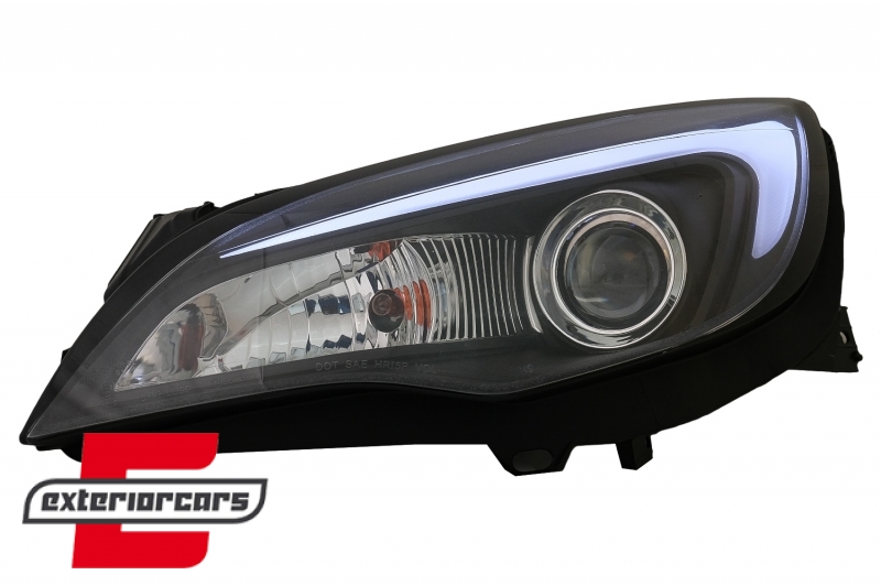 Prednja svjetla LED DRL TubeLight dizajn (crna) / Opel Astra J (2010-2015), LPOPA1