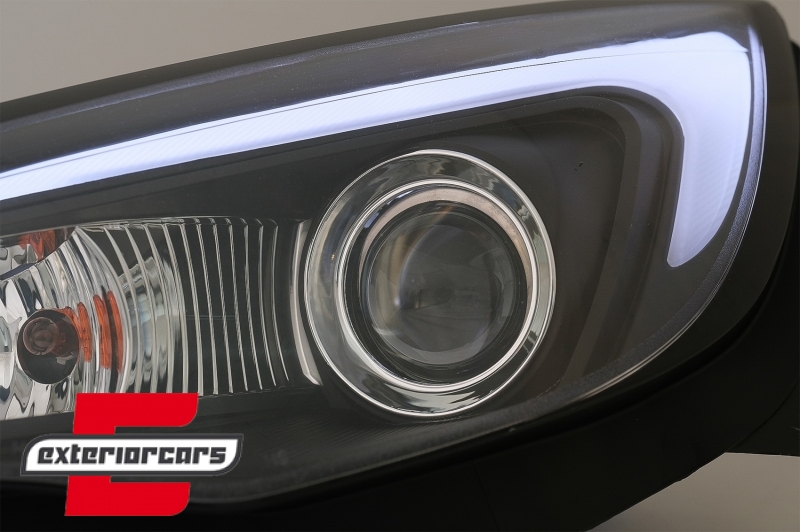 Prednja svjetla LED DRL TubeLight dizajn (crna) / Opel Astra J (2010-2015), LPOPA1