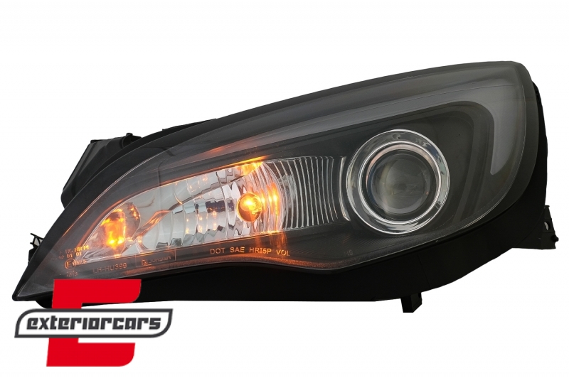 Prednja svjetla LED DRL TubeLight dizajn (crna) / Opel Astra J (2010-2015), LPOPA1