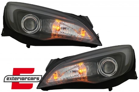 Prednja svjetla LED DRL TubeLight dizajn (crna) / Opel Astra J (2010-2015), LPOPA1