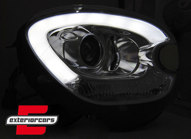Prednja svjetla LED DRL TubeLight dizajn XENON (chrome) / Mini Countryman R60 Paceman R61 (2010-2016), LPMC16